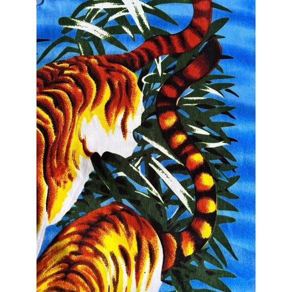 Claudio Nucci Mens XXL Blue Tiger Print Short Sleeve Button Up Shirt - Picture 7 of 10